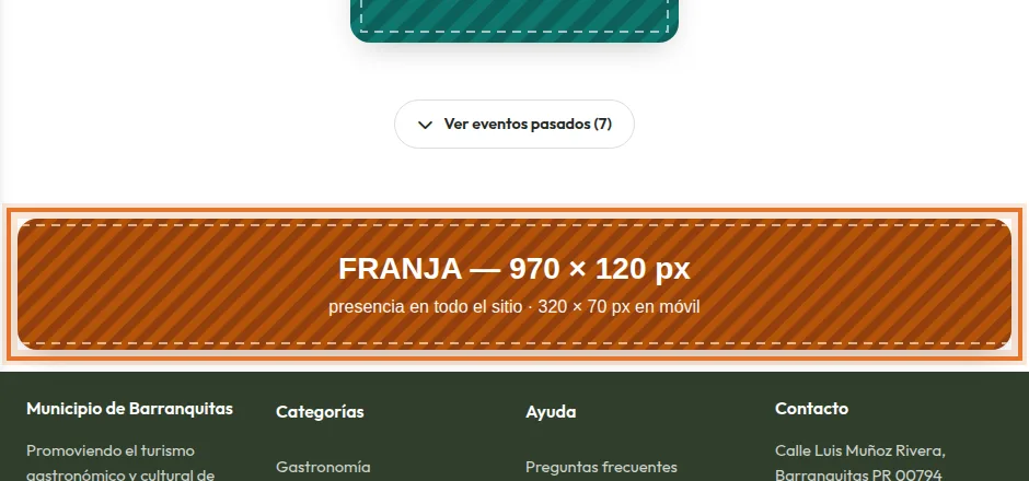 Franja publicitaria al pie de la página