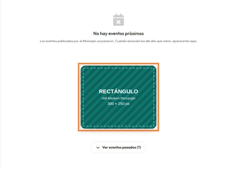 Rectángulo publicitario en la página de eventos